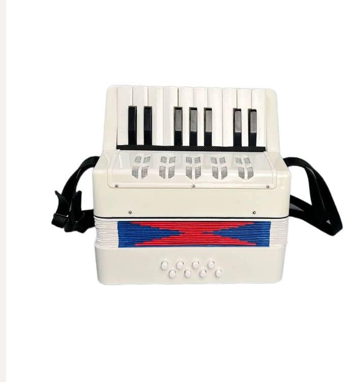 BORIYAM Accordion 17 Keys 8 Bass,for Adult Beginners，Accordion Instrument ，Instrument (White) - Image 2
